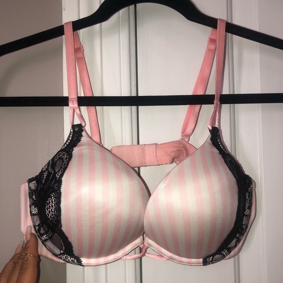 Victoria’s Secret Pink & White striped lace Plunge Bombshell Bra - Picture 5 of 11